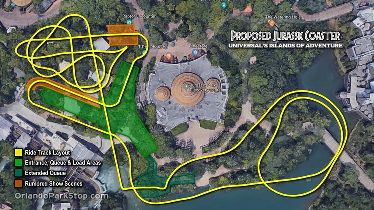 A mock up of the rumored Jurassic Park coaster in the works at Islands of Adventure. (Courtesy of Orlando ParkStop)